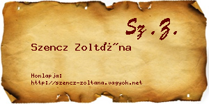 Szencz Zoltána névjegykártya